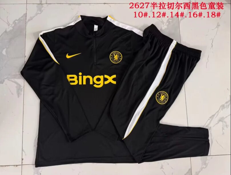 Kids Chelsea 26/27 Tracksuit - Black/Yellow